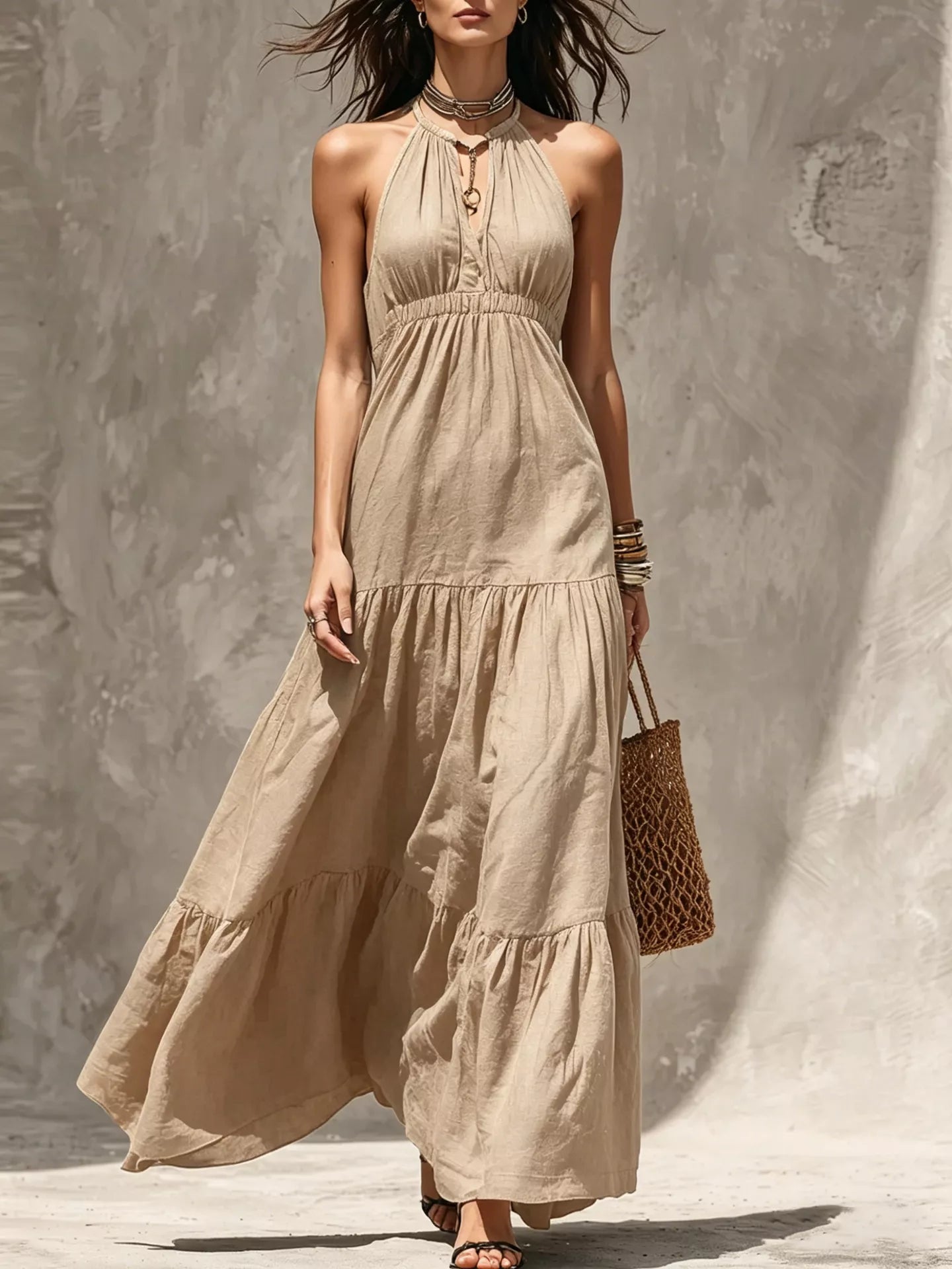 Trendsi Sleeveless Tiered Maxi Dress -