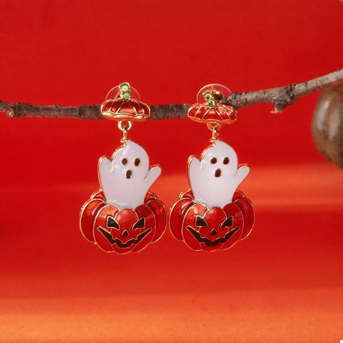 Trendsi Halloween Ghost Pumpkin Dangle Earrings -