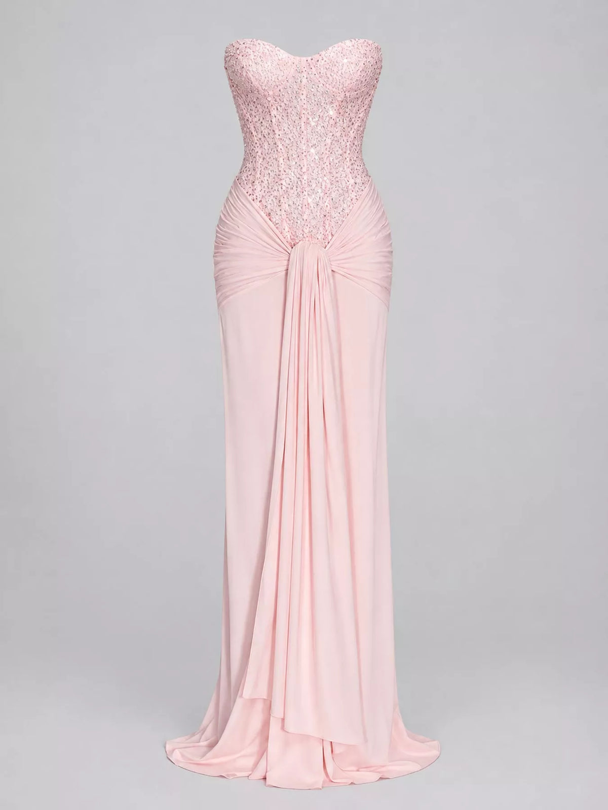 Strapless Sequin Corset Maxi Dress, front view