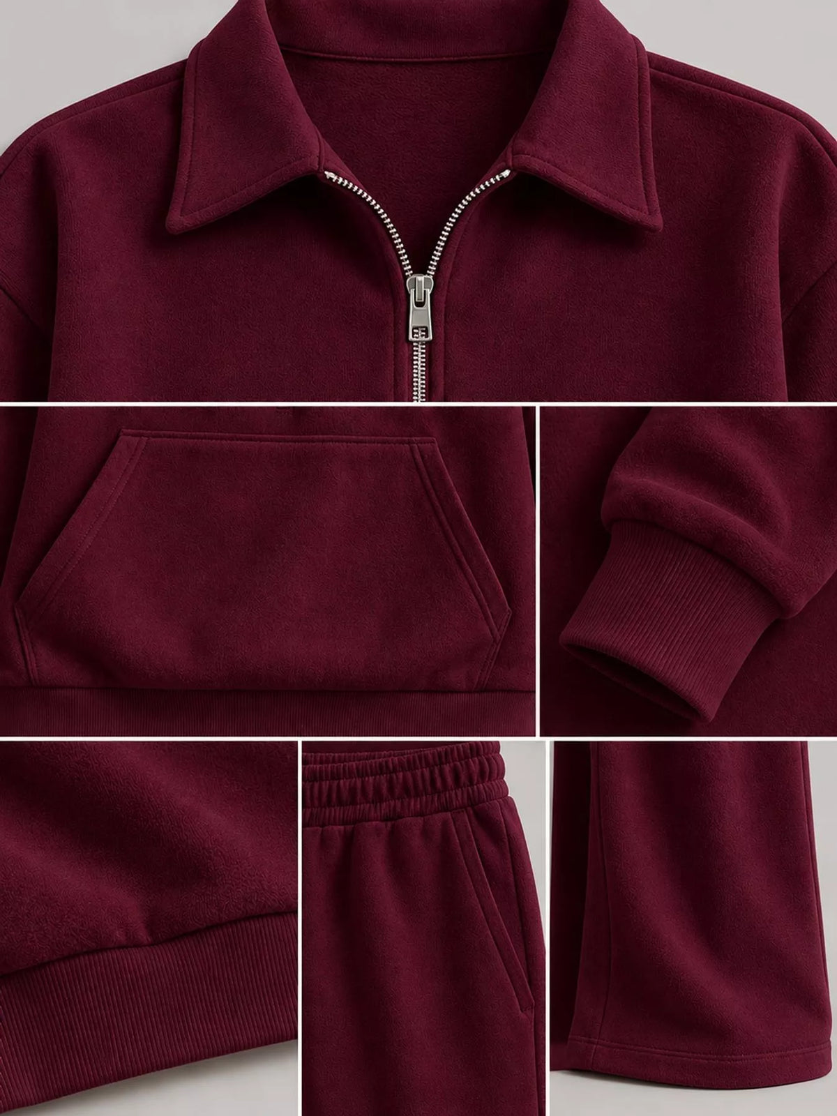 Collared long sleeve outfit set, construction and design details