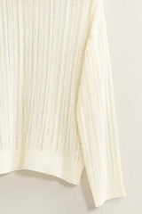 Trendsi HYFVE Openwork Ribbed Trim Long Sleeve Knit Top -