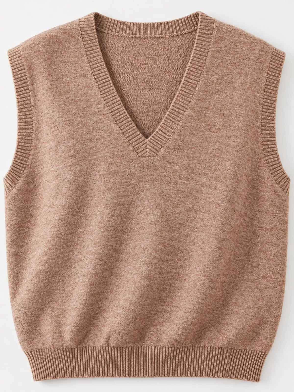V-Neck Knit Sweater Vest — garment construction details