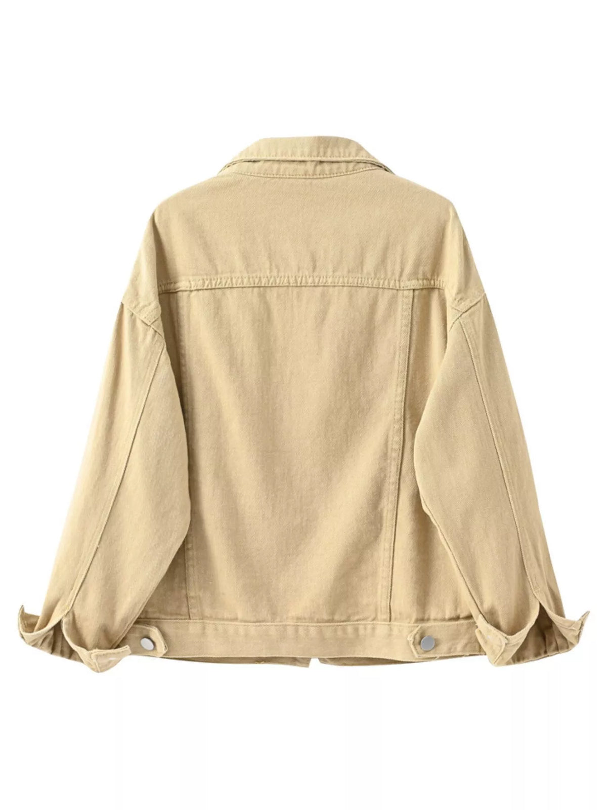 Button-Down Classic Cropped Denim Jacket — garment back