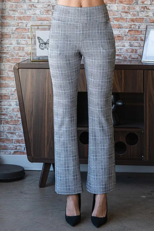 Trendsi Heimish Full Size Plaid Flare Pants with Wide Waist Band Plus Size -