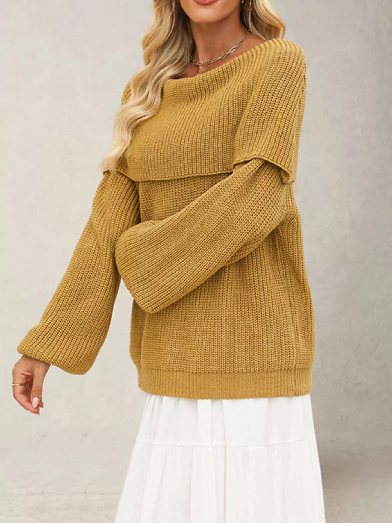 Trendsi Off-Shoulder Long Sleeve Sweater -