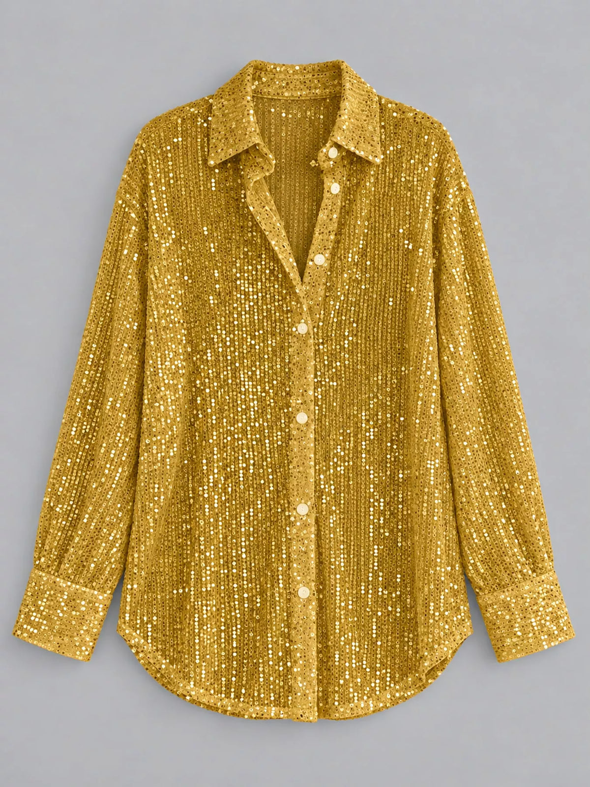 Sequin shirt, gold hanging front