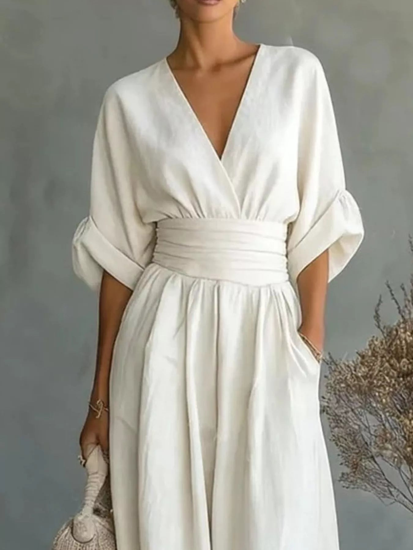 Trendsi Full Size Half Sleeve Wide-Leg Jumpsuit Plus Size -
