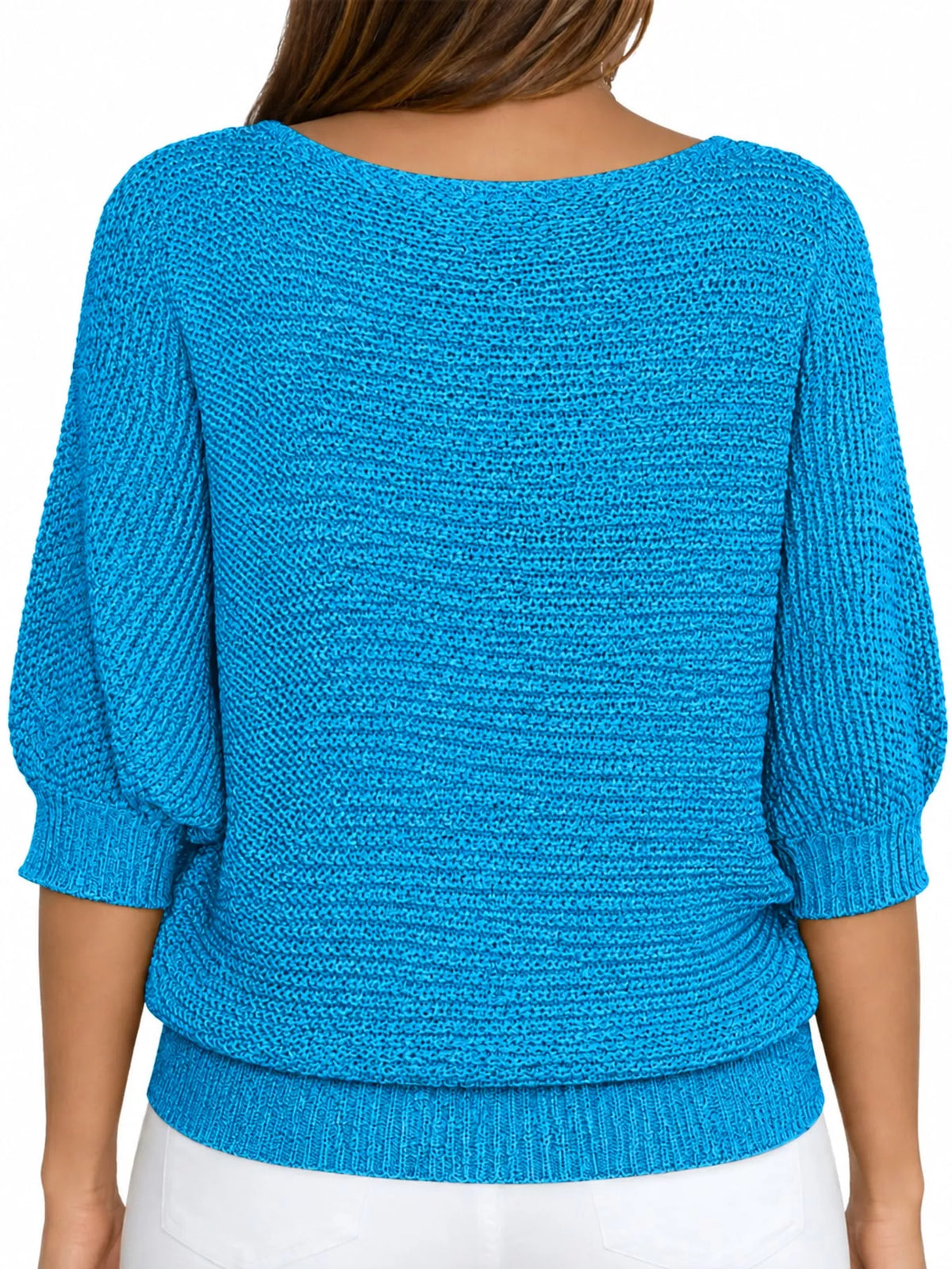 Three-quarter sleeve sweater, back view
