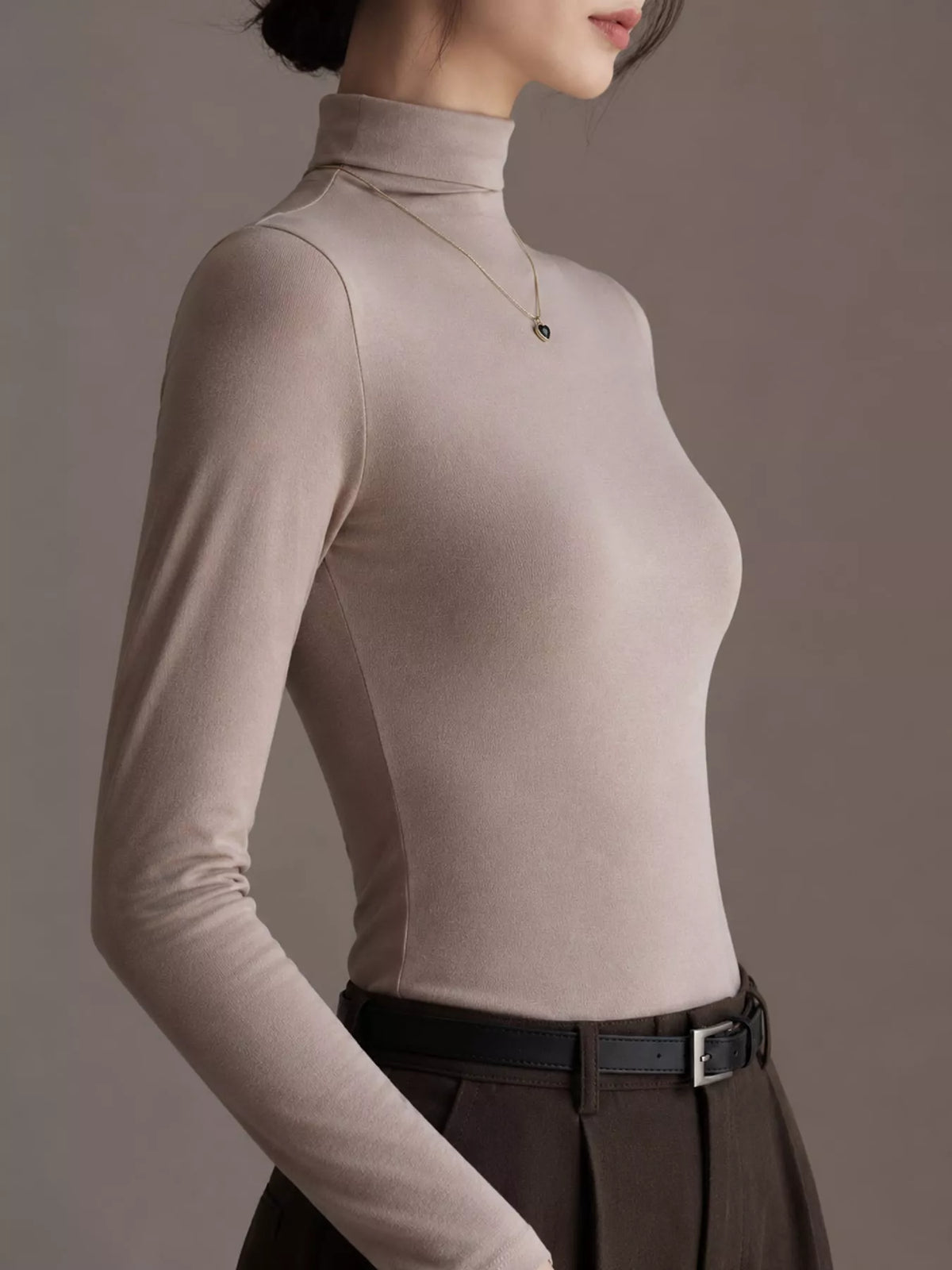 Slim-Fit Mock Neck Long Sleeve T-Shirt — side view