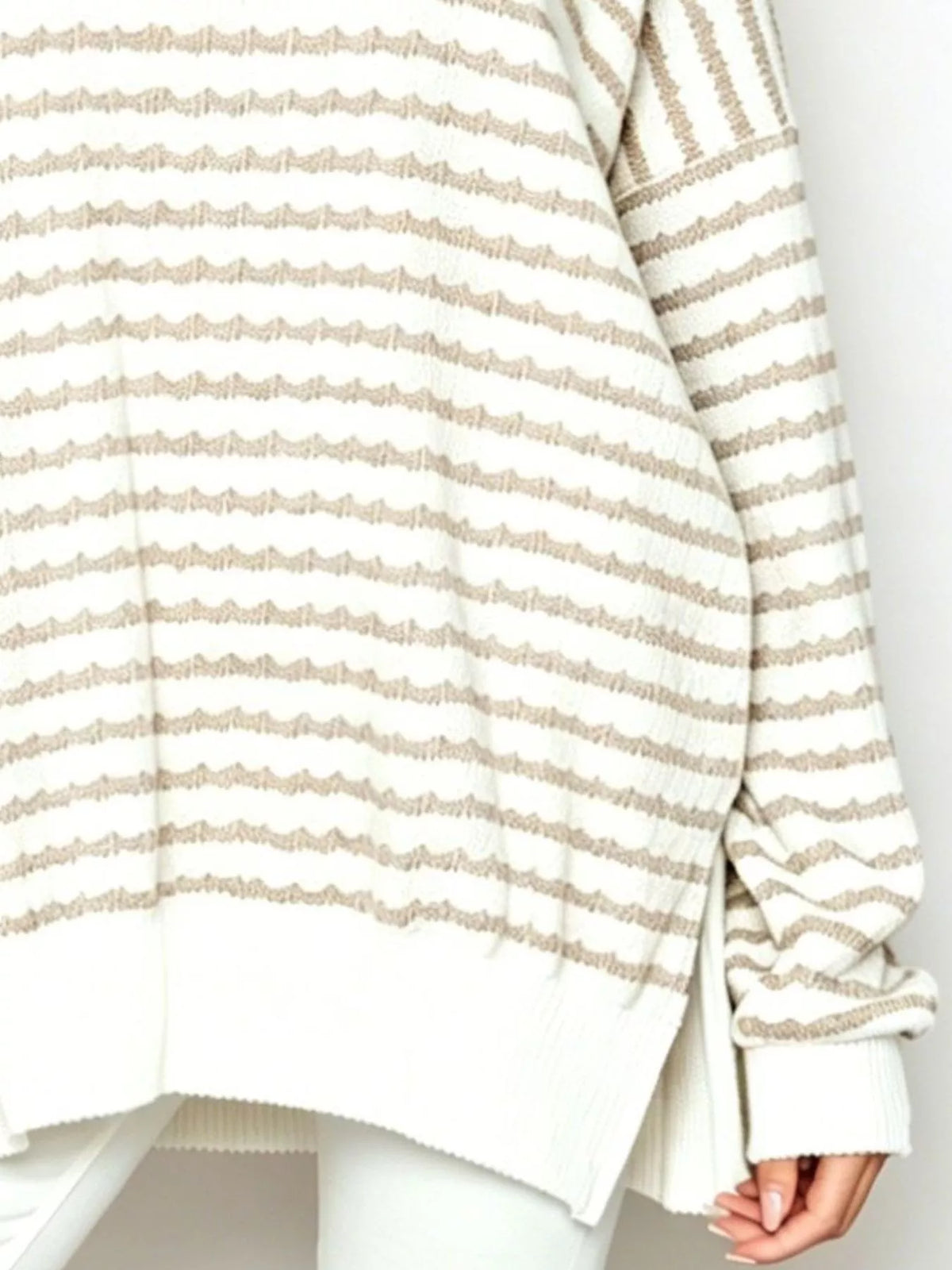 Trendsi Oversized Striped Crew Neck Sweatshirt -