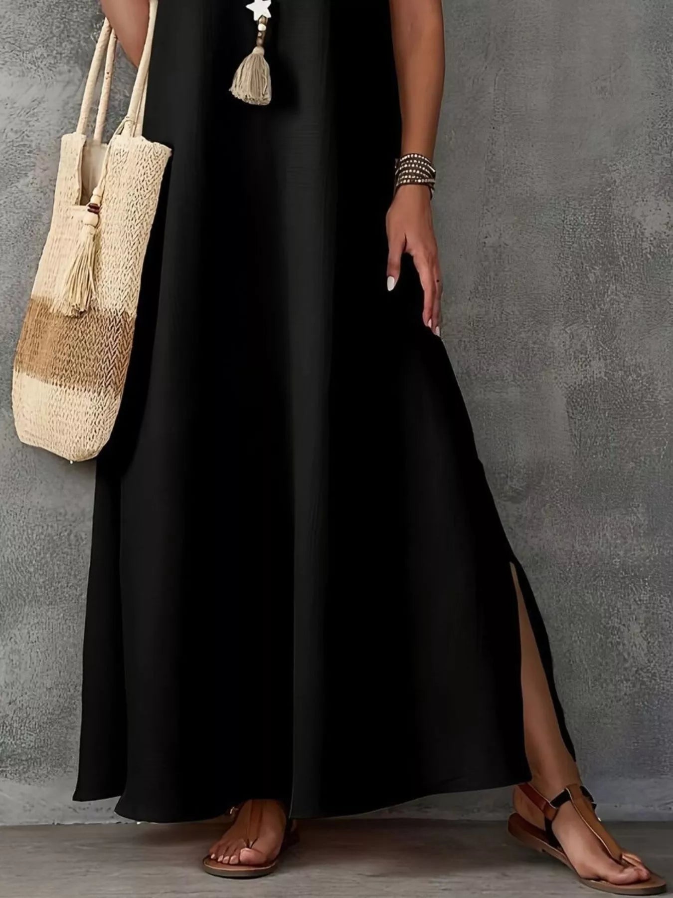 Trendsi Sleeveless V-Neck Side-Slit Maxi Dress -