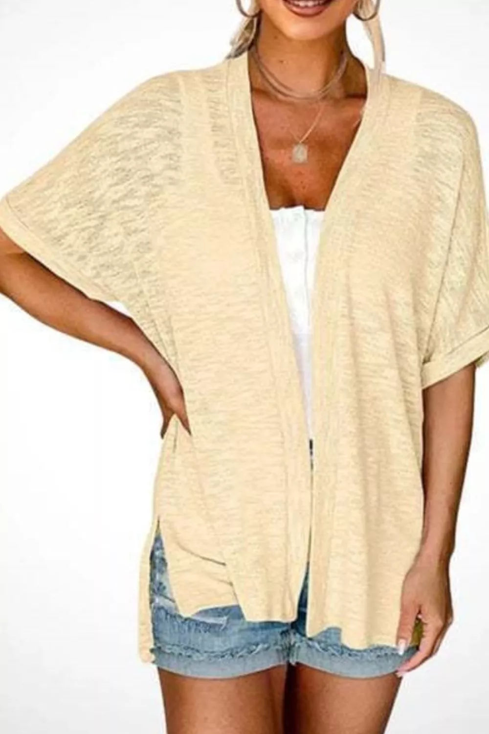 Trendsi Side Sit Open Front Cardigan -