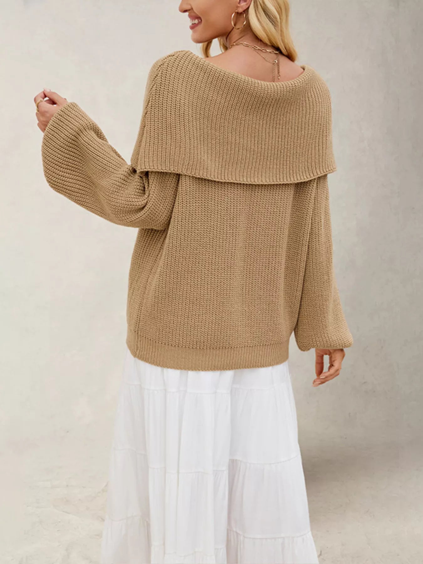 Trendsi Off-Shoulder Long Sleeve Sweater -