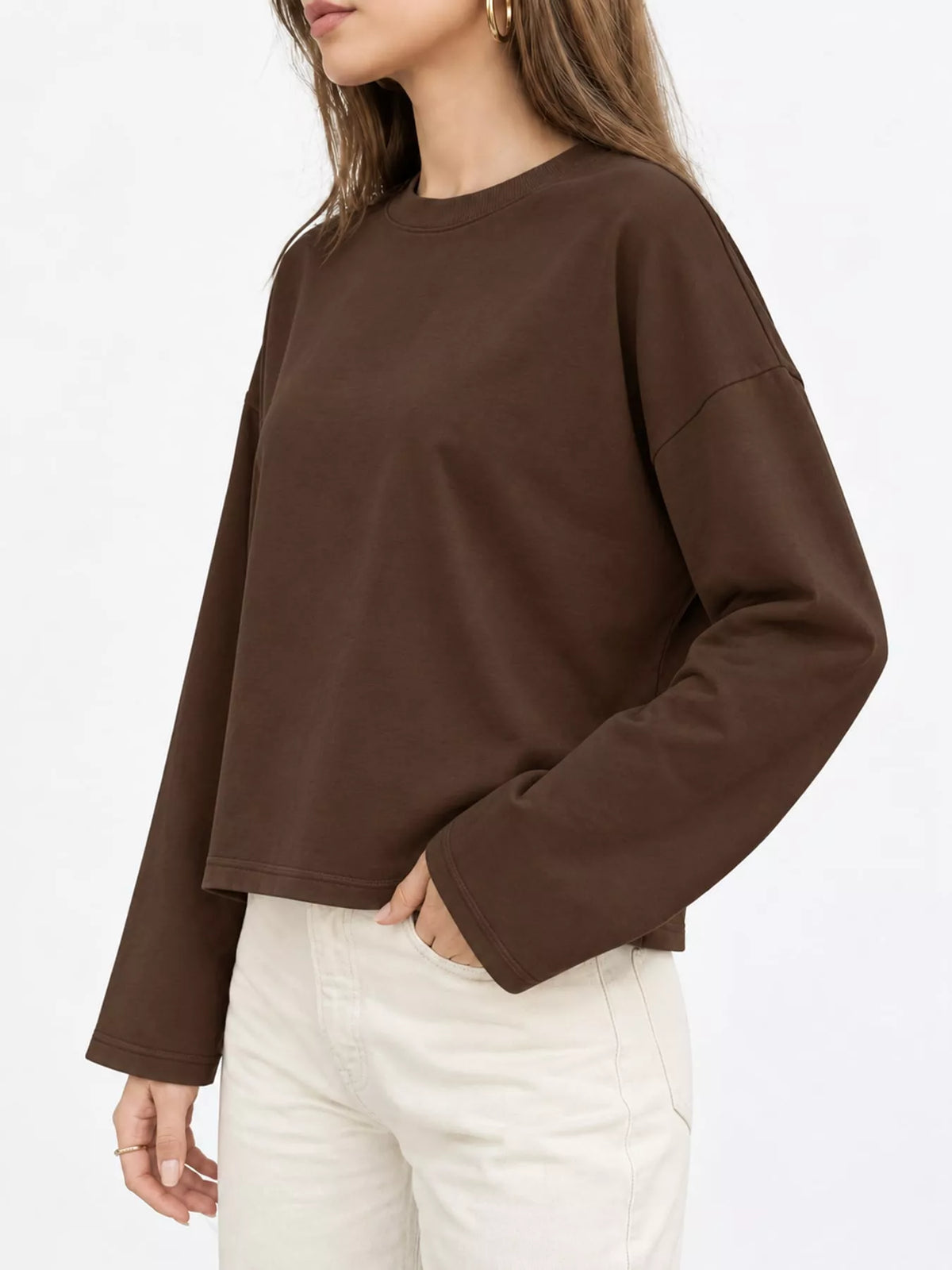 Long Sleeve Crew Neck T-Shirt — side view