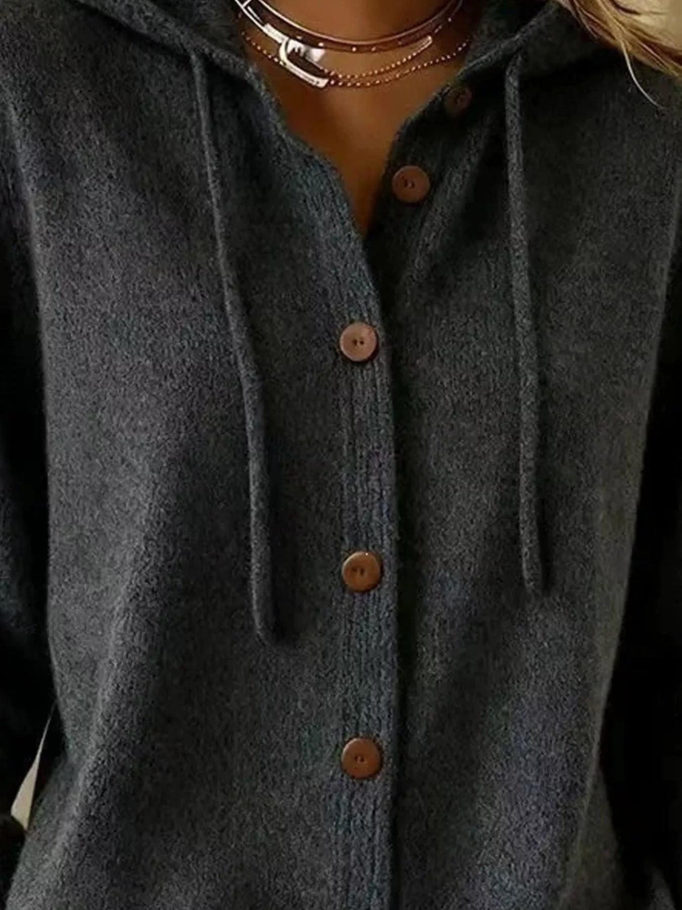 Trendsi Hooded Button-Up Cardigan -