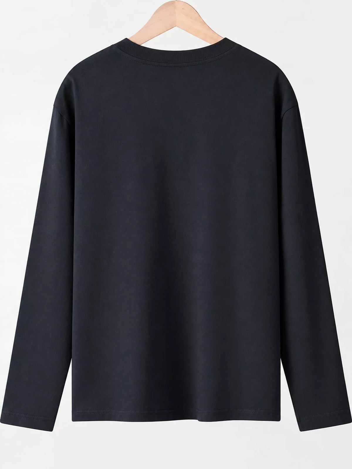 Solid Long-Sleeve Crew Neck T-Shirt — back view