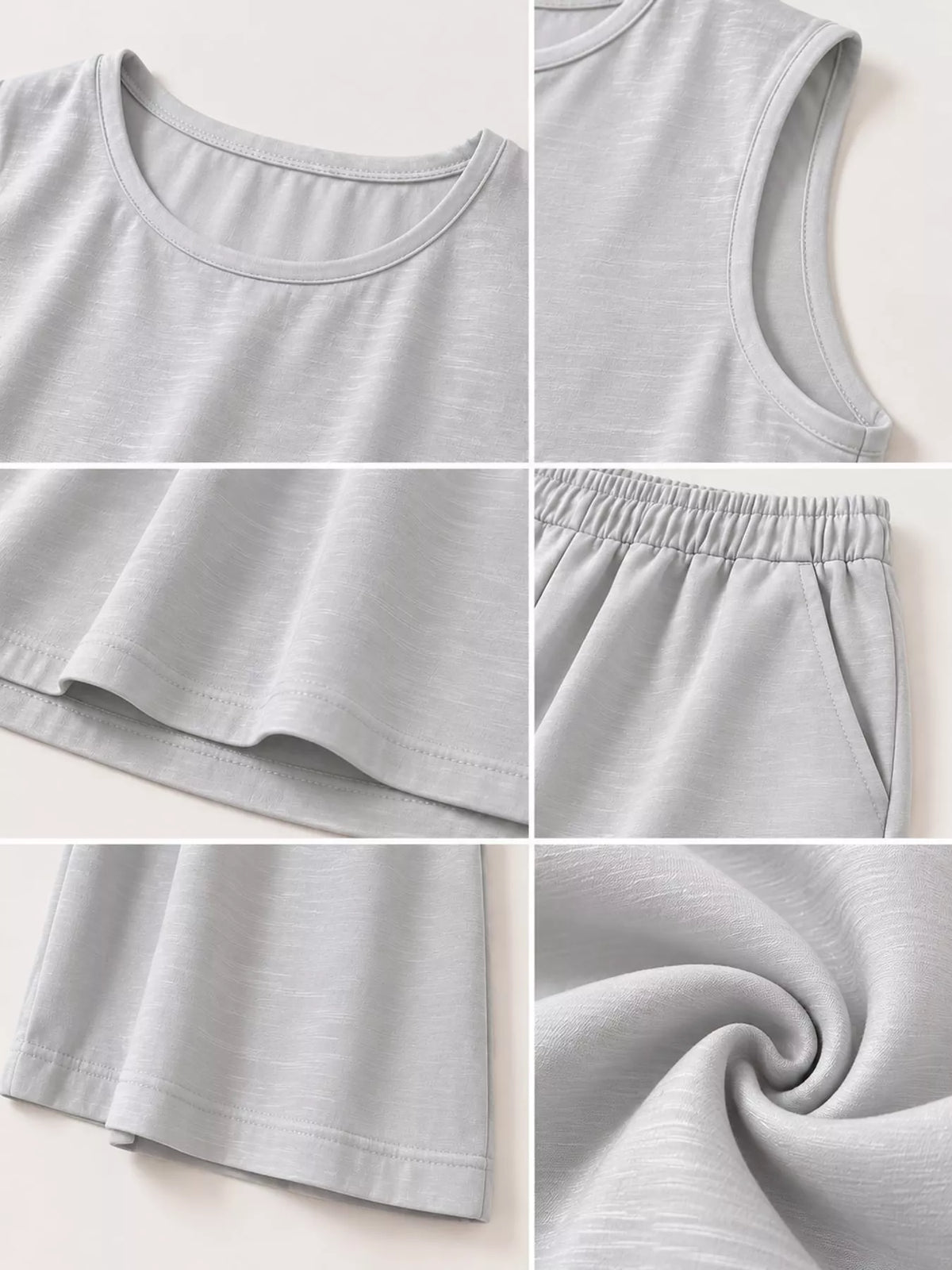 Sleeveless Tank Top and Wide-Leg Pants Set — construction details