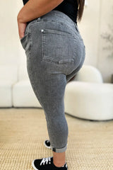 Trendsi Judy Blue Full Size Button Fly High Waist Cuffed Capris -