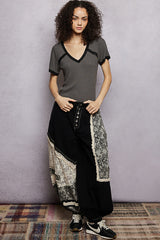 Trendsi POL Lace Detail V-Neck Short Sleeve Textured T-Shirt -