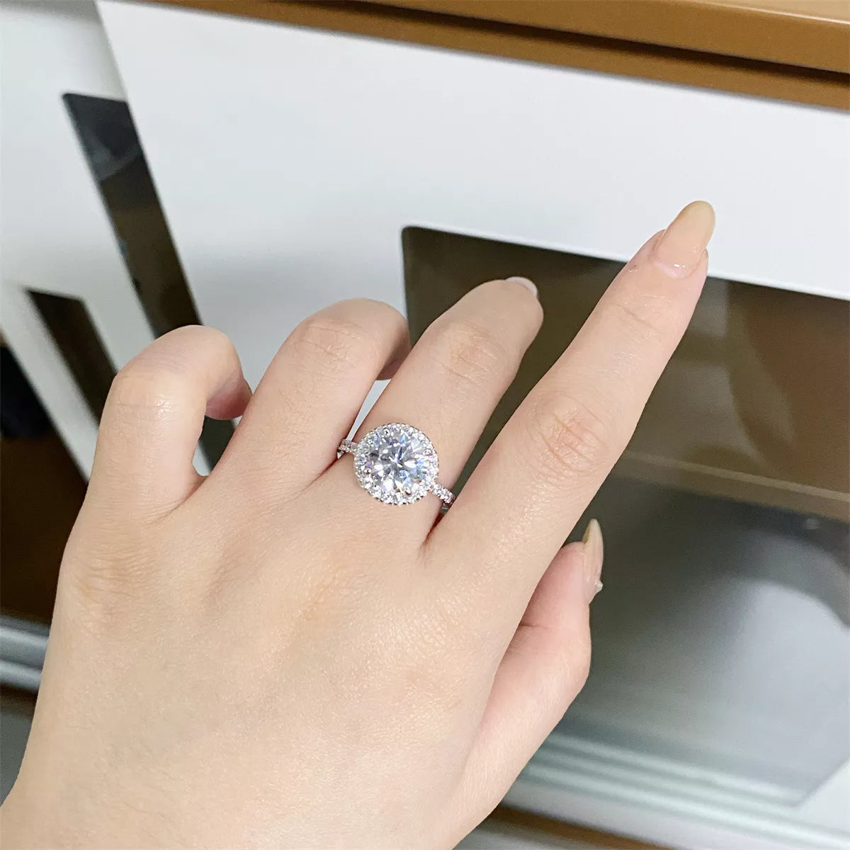 Trendsi 5 Carat Moissanite 925 Sterling Silver Round Ring -