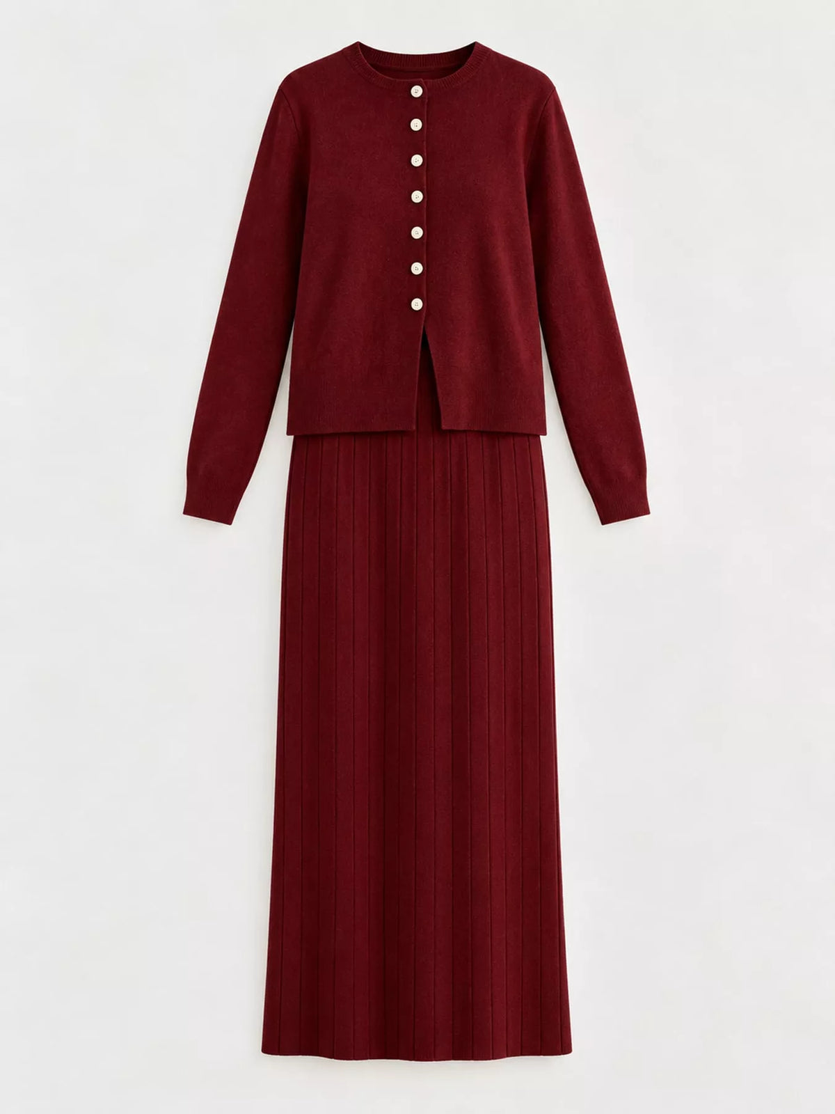 Cardigan and skirt set, product view