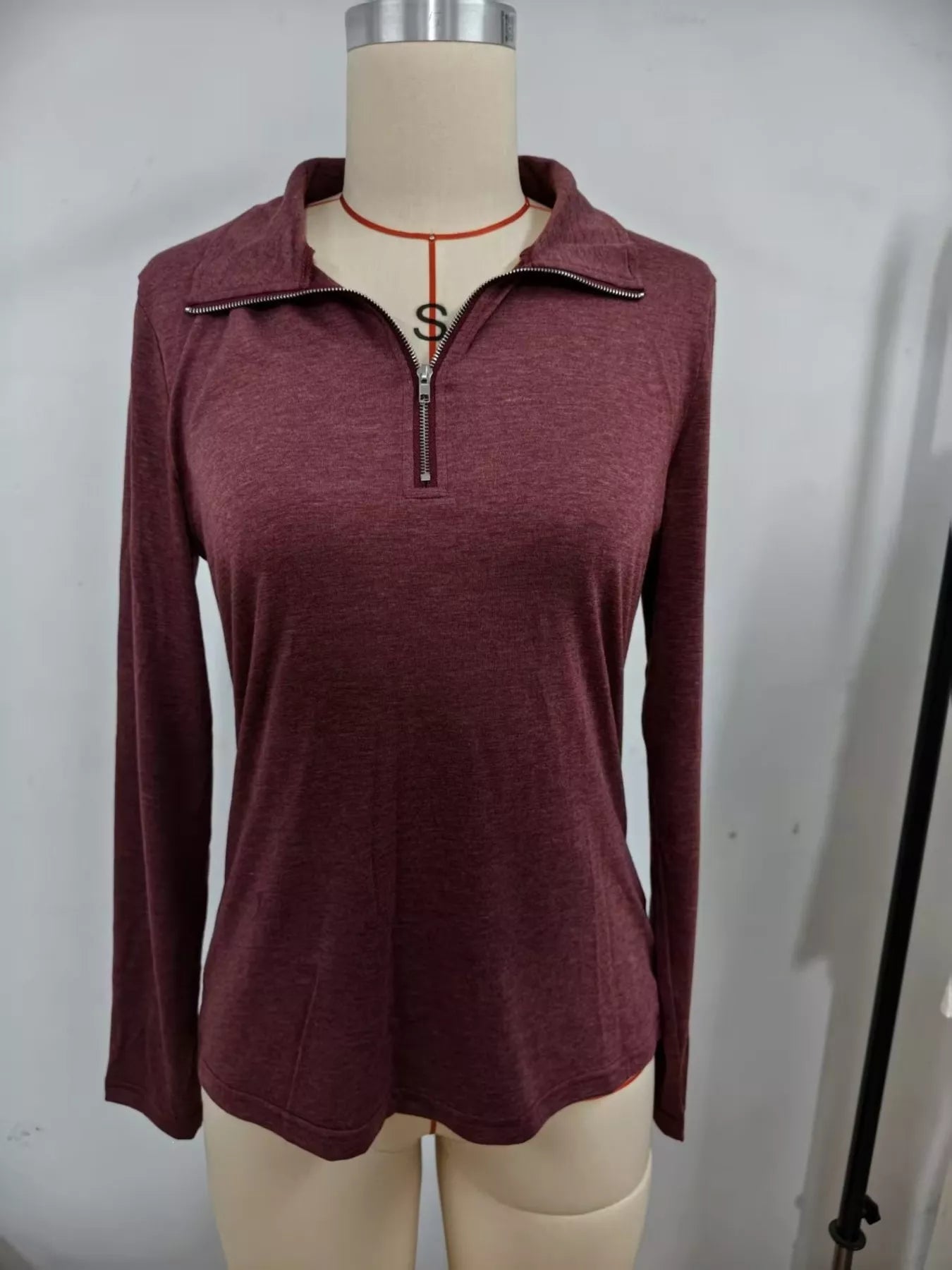 Trendsi Slim Fit Long Sleeve Quarter-Zip T-Shirt -