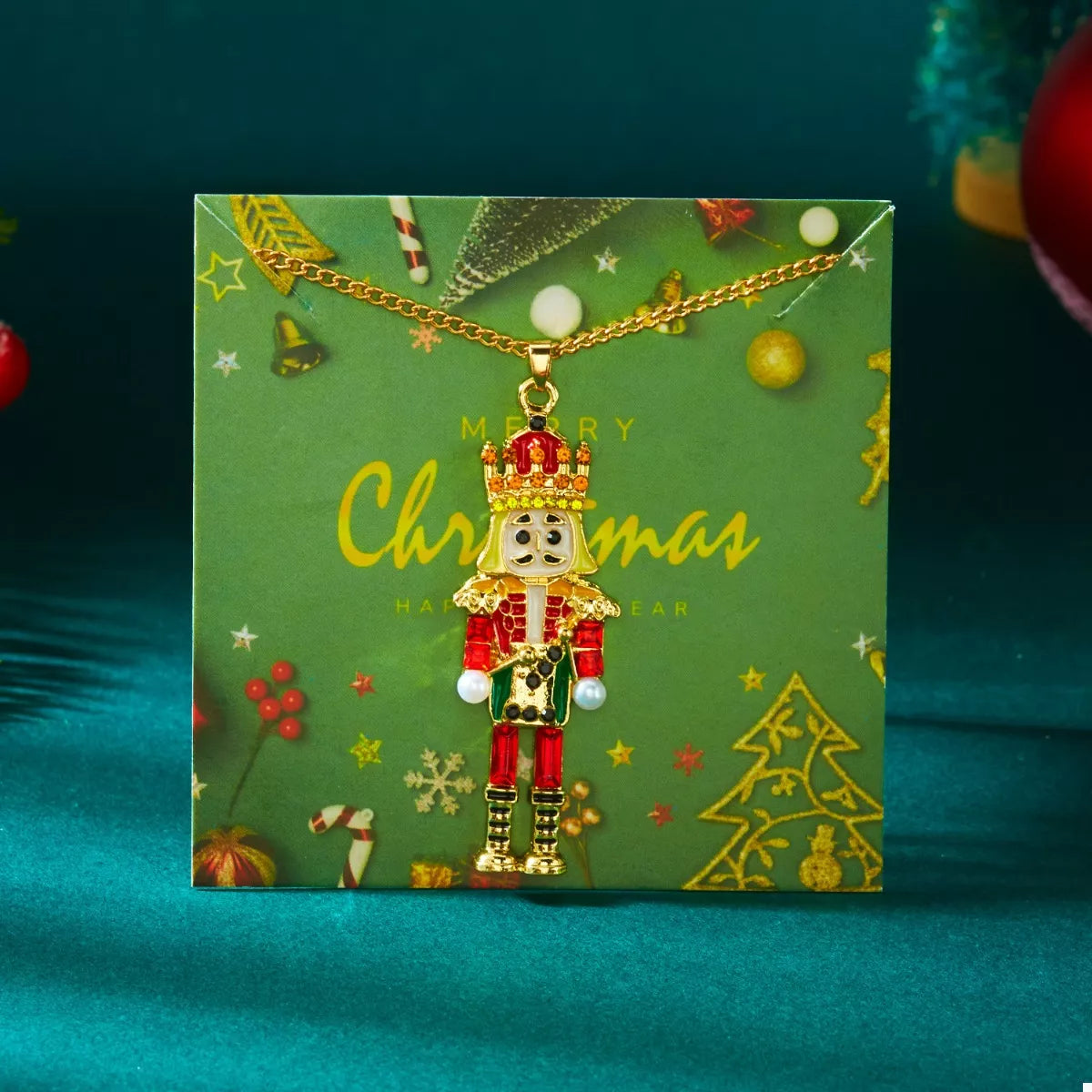 Trendsi Christmas 18K Gold-Plated Nutcracker Pendant Necklace -
