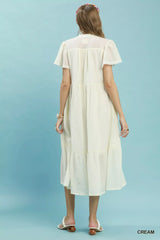 Trendsi Umgee Textured Tiered Midi Dress with Side Pockets -