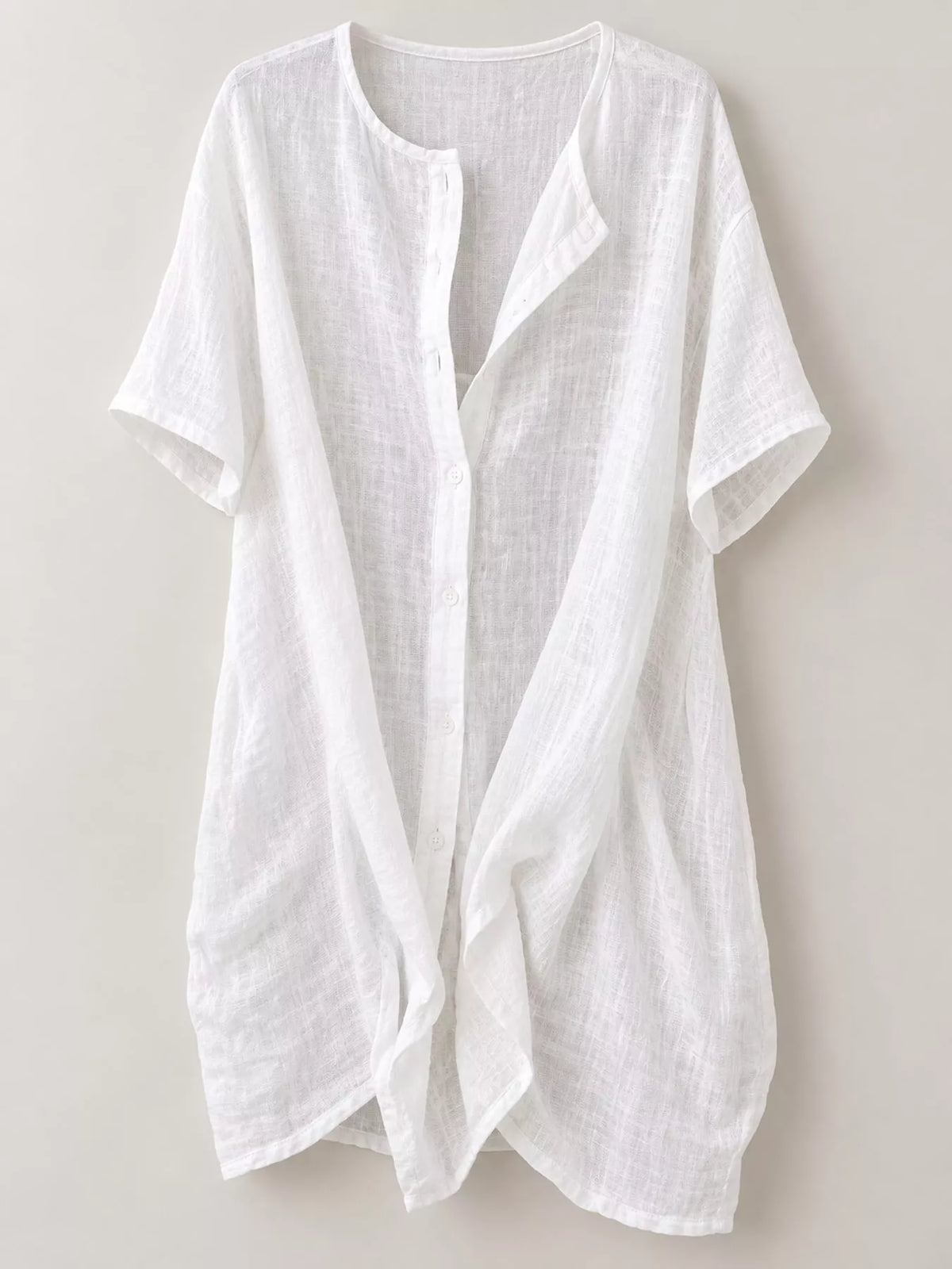 Linen-blend shirt, white hanging front
