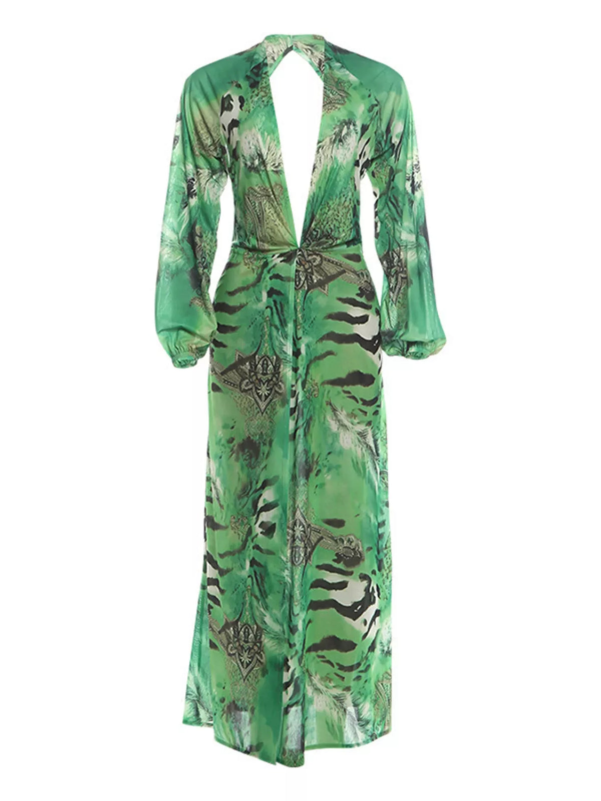 Printed maxi dress, green back