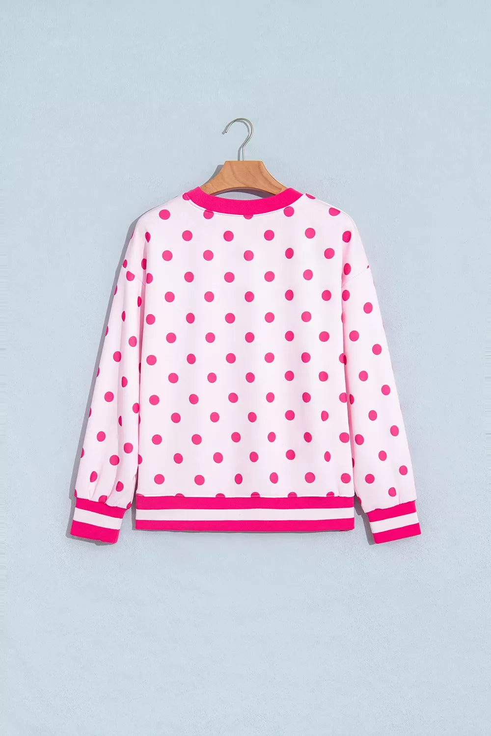 Polka Dot Colorblock Round Neck Pullover Sweatshirt — garment back