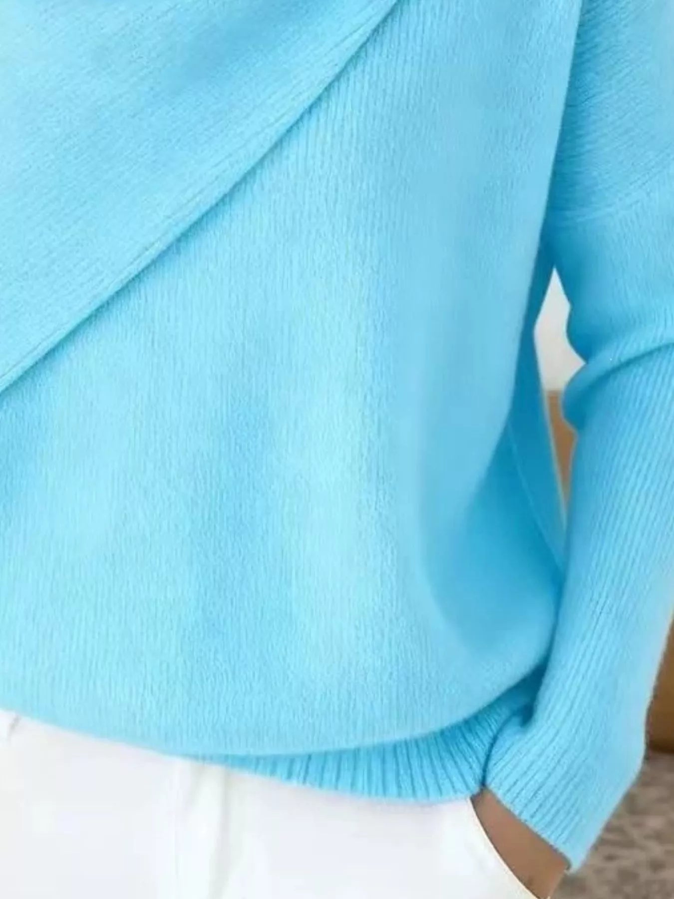 Trendsi Full Size Solid Color Cowl Neck Sweater Plus Size -