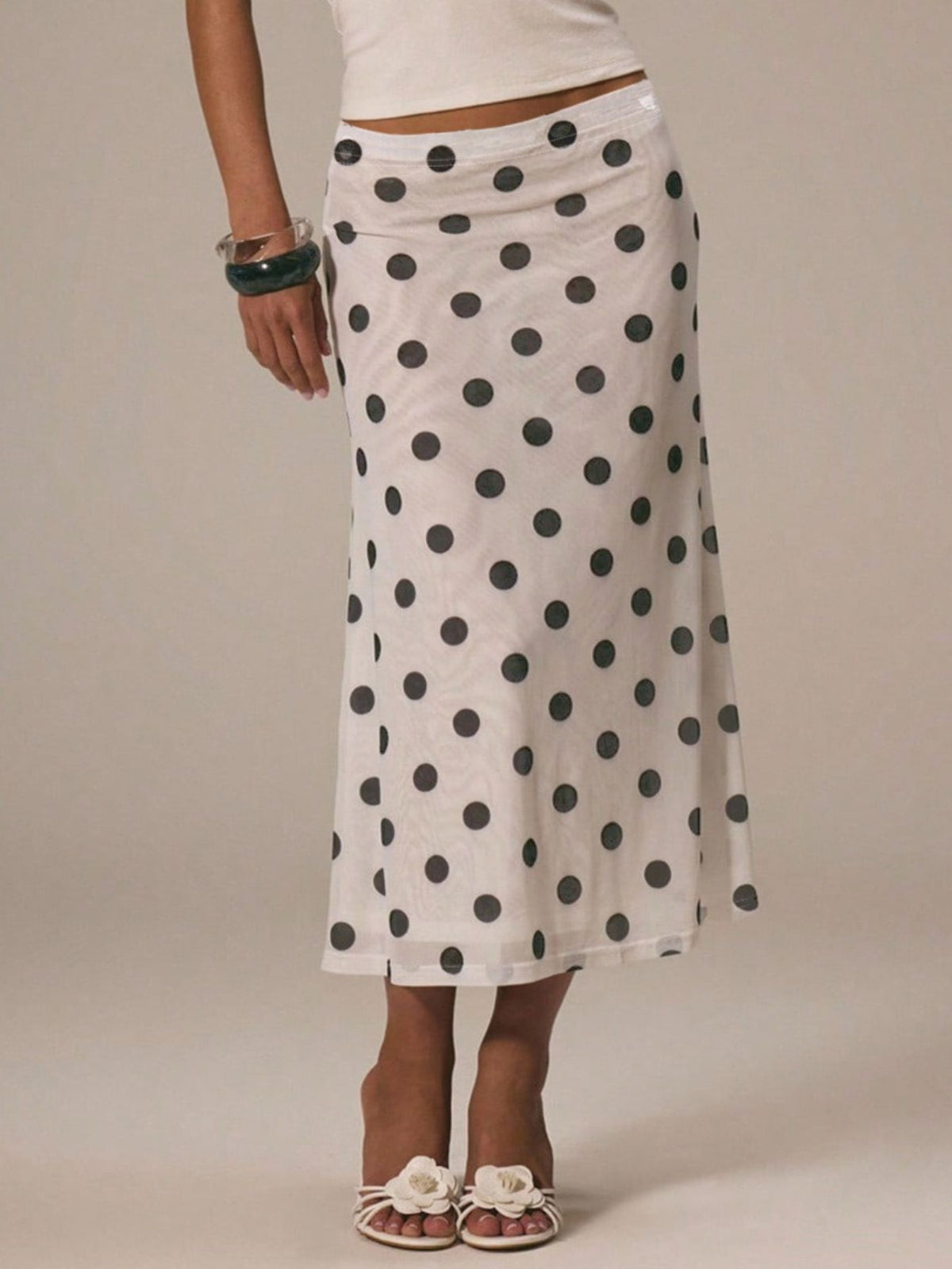 Trendsi Polka Dot Midi Skirt -