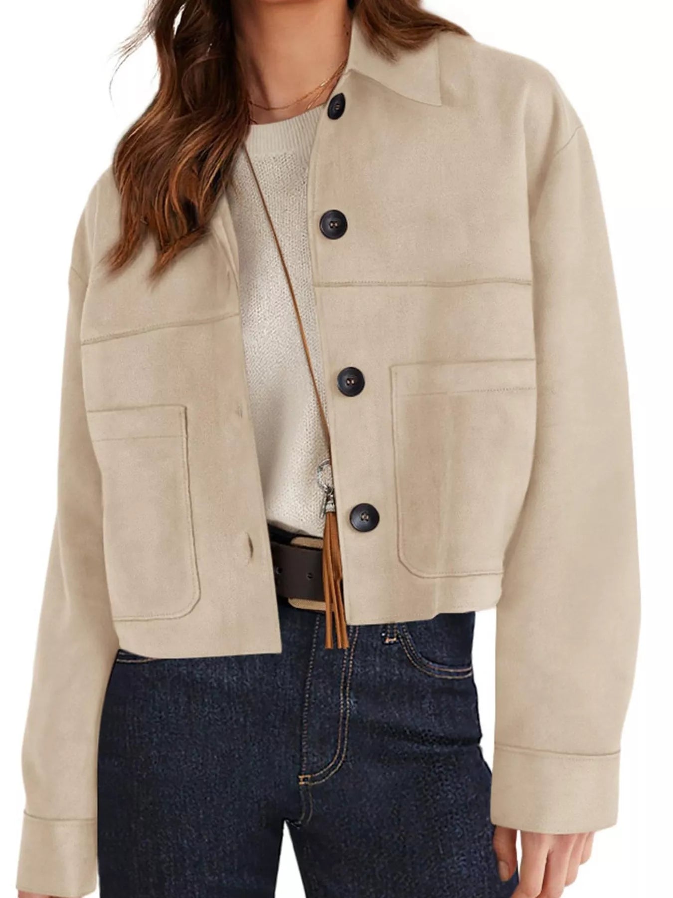 Trendsi Button-Down Cropped Jacket -