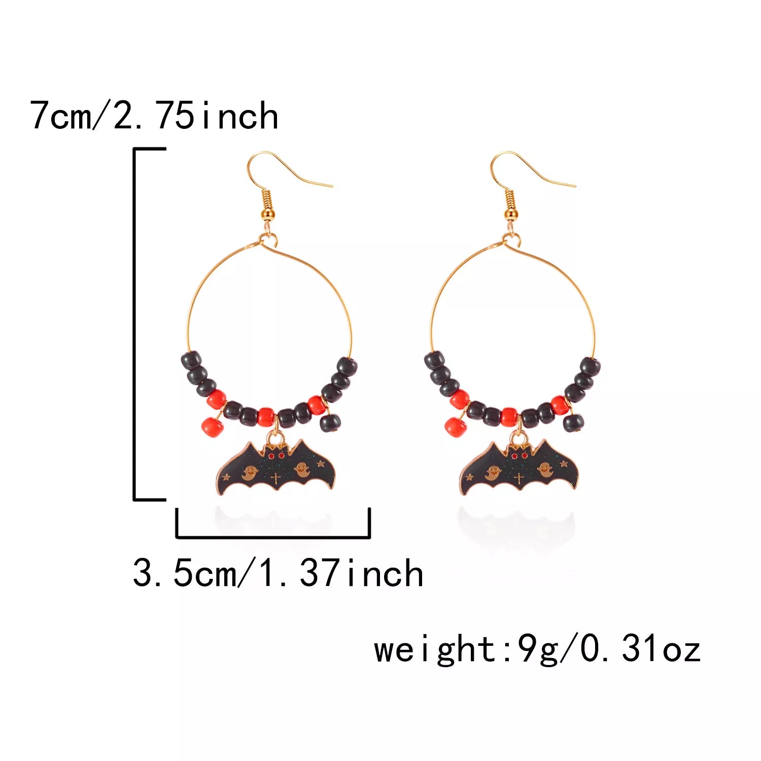 Trendsi Halloween Bat Charm Hoop Earrings -
