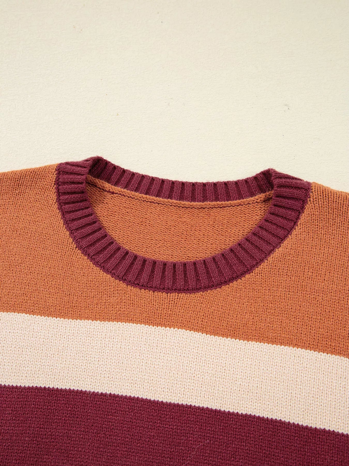 Trendsi Checkered Color Block Knitted Drop Shoulder Sweater -