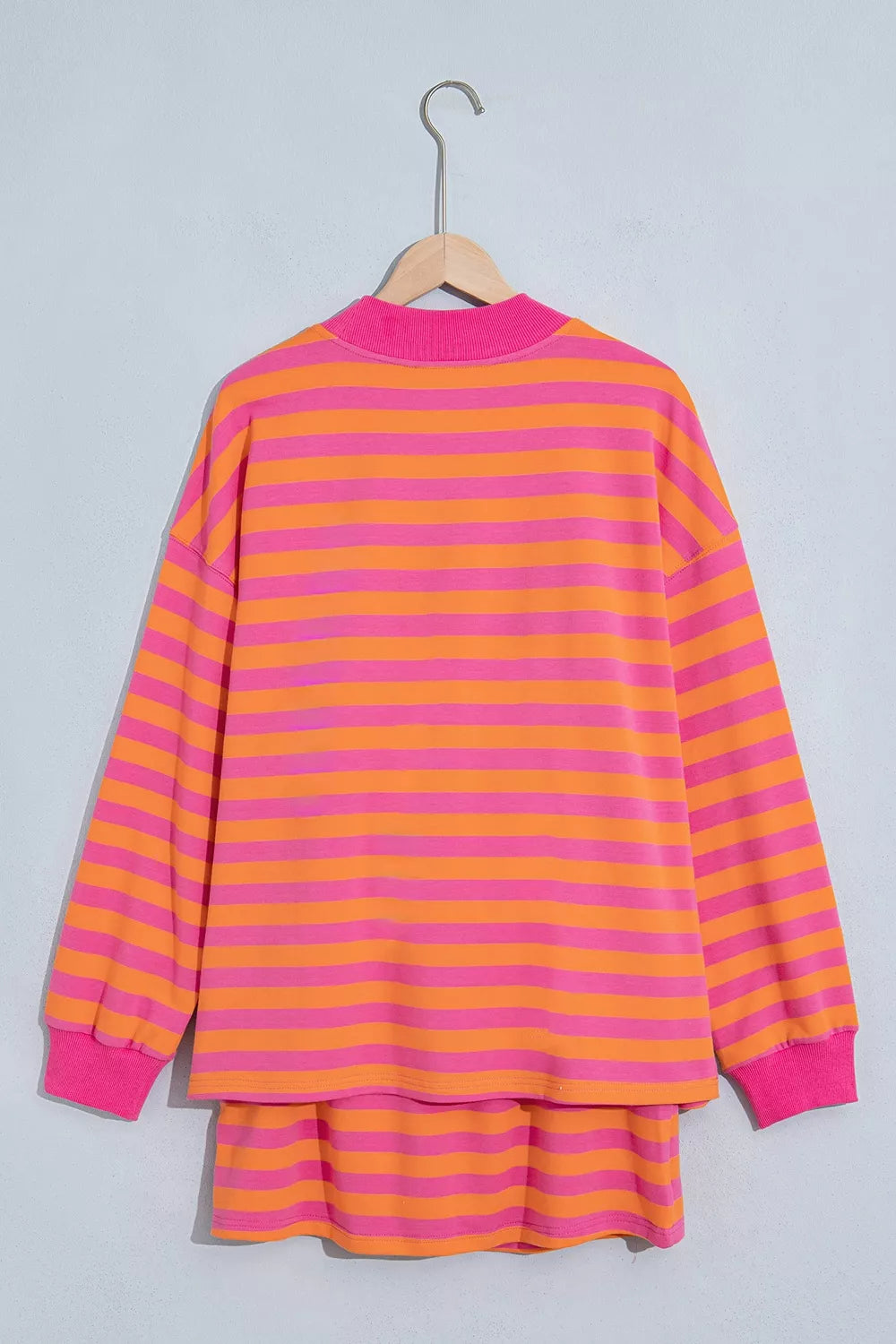 Women's striped colorblock mock-neck pullover and mini skort set