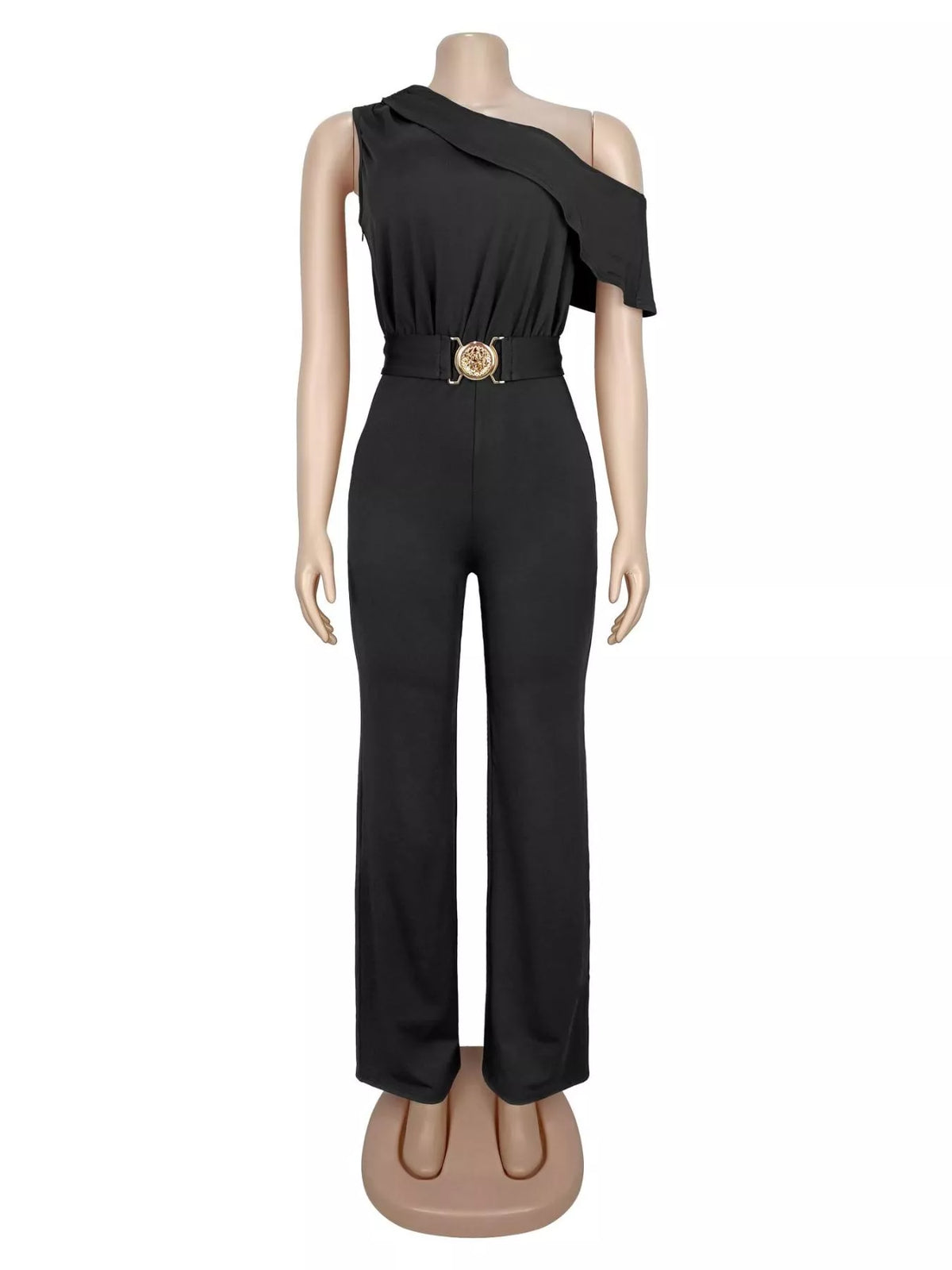 Trendsi One-Shoulder Draped Wide Leg Jumpsuit -