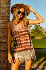 Trendsi BiBi American Flag Print Knit Sleeveless Top -