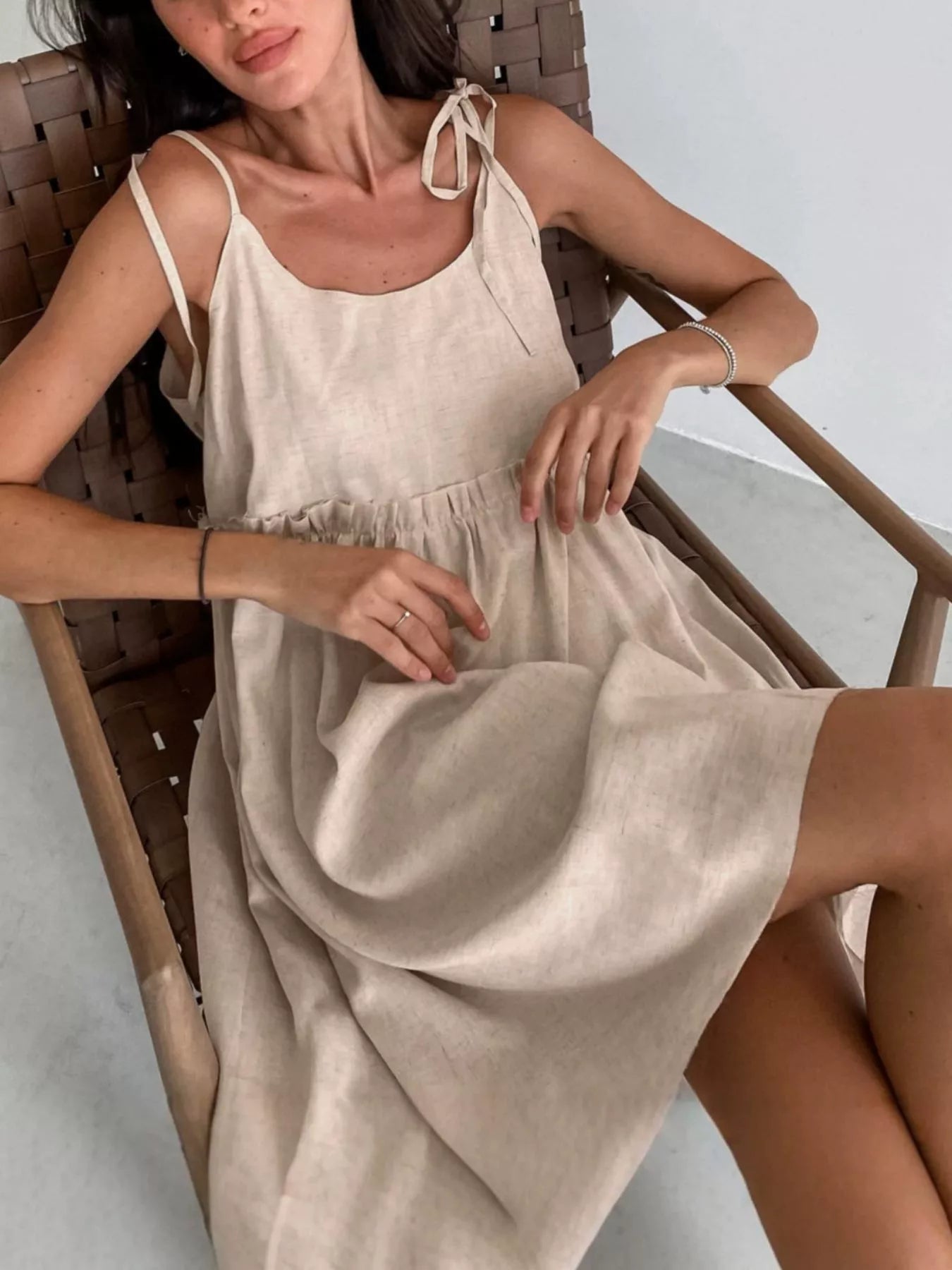Trendsi Frill Tie Shoulder Mini Dress -