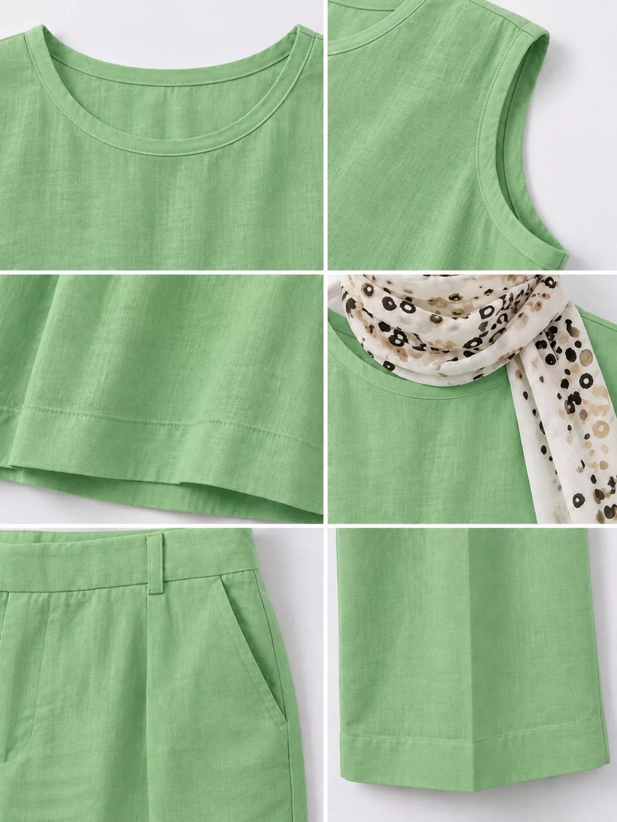 Sleeveless Top and Wide-Leg Pants Set — construction details
