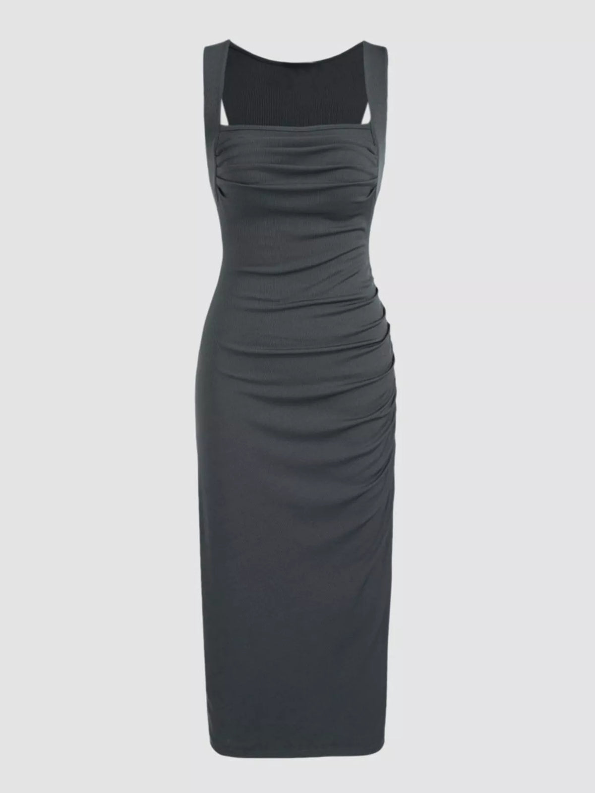 Sleeveless ruched bodycon midi dress