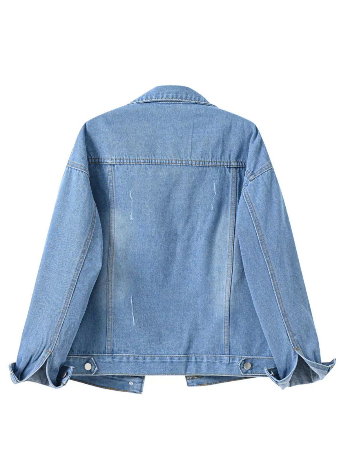 Button-Down Classic Cropped Denim Jacket — garment back