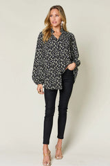 Trendsi Double Take Full Size Leopard Long Sleeve Blouse - Shirts