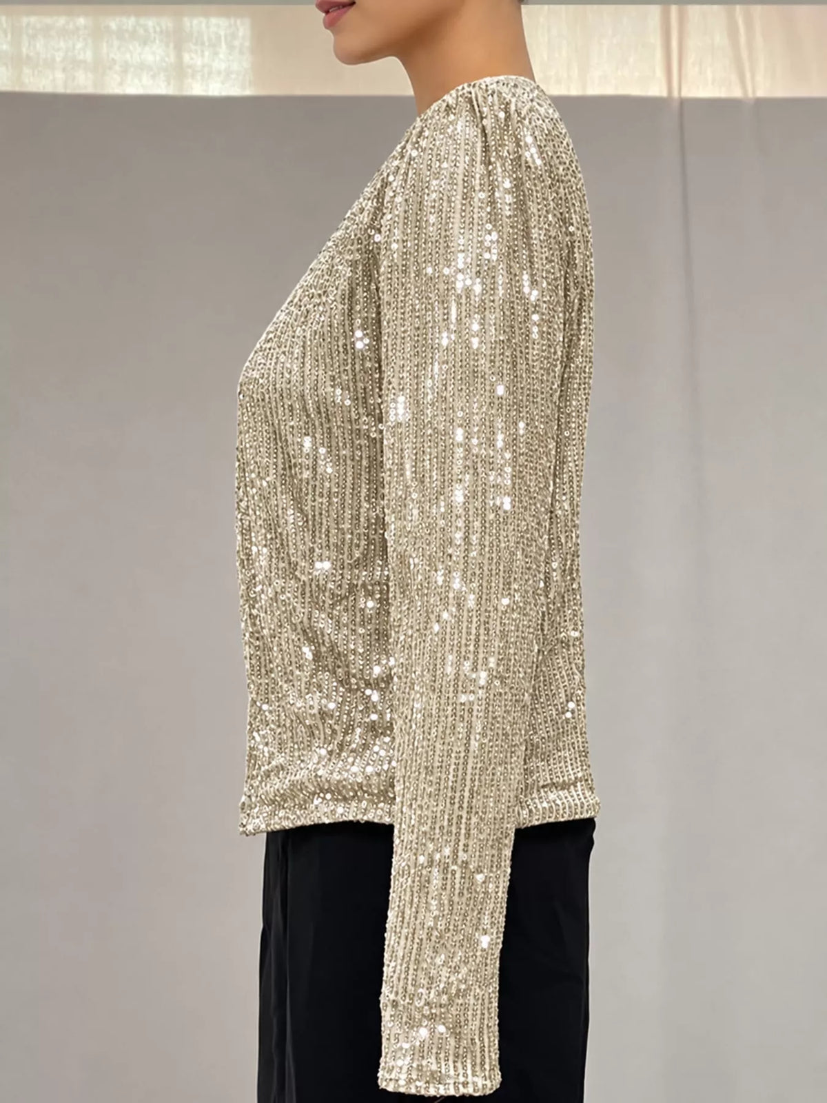 Sequin Long Sleeve Jacket — side view