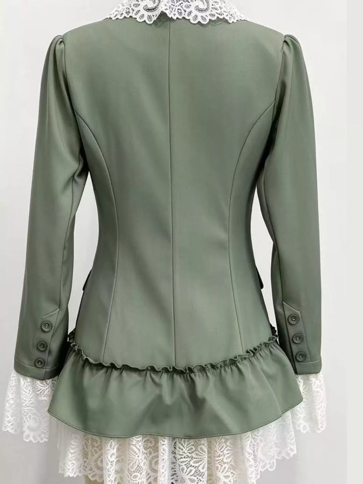 Collared long sleeve mini dress, back view