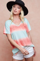 Trendsi BiBi Tiedye Printed Hacci Knit Top -
