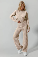 Trendsi Double Take Full Size Checkered Round Neck Top and Pants Set -
