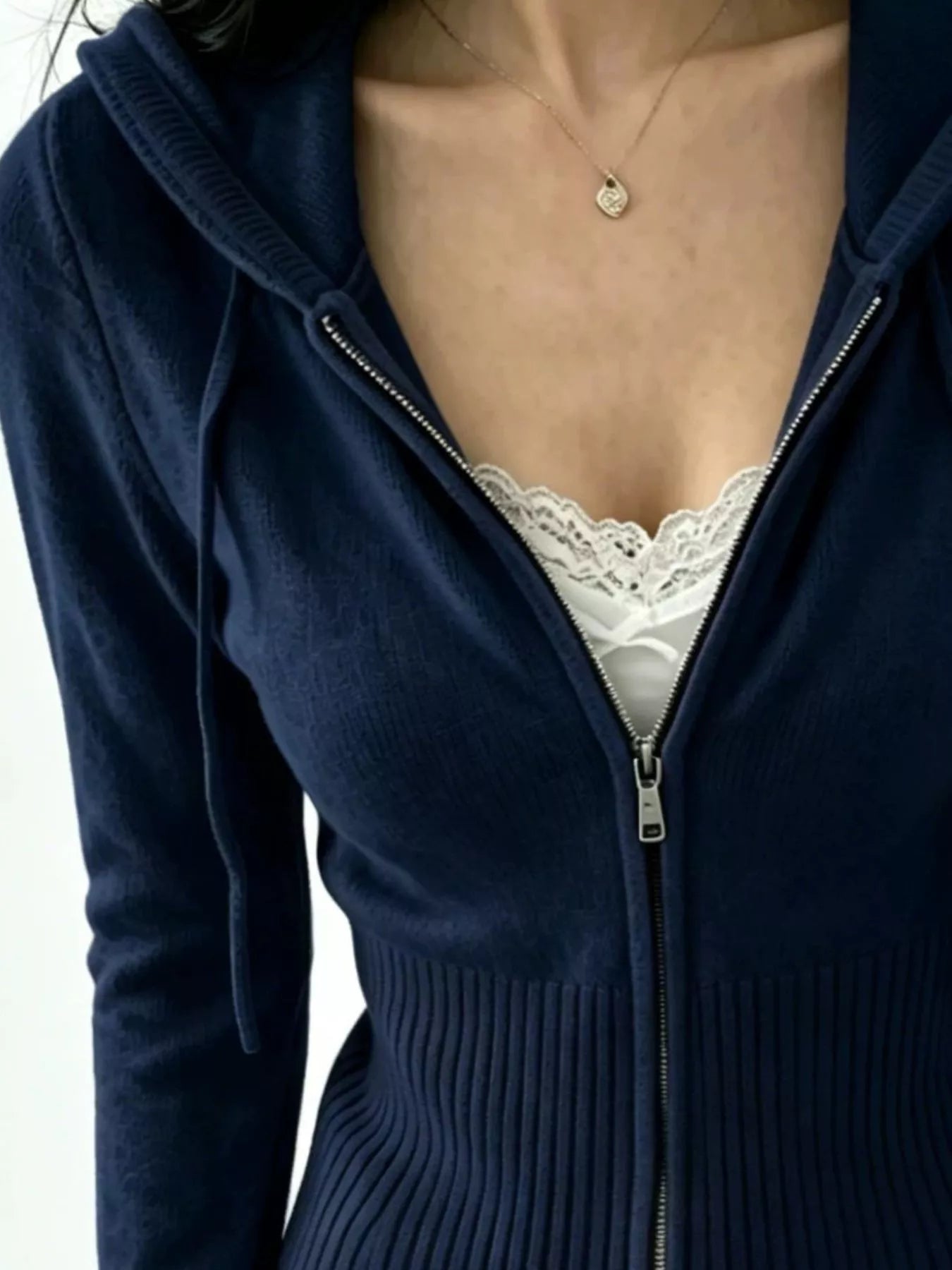 Trendsi Zip-Up Cropped Hooded Cardigan -