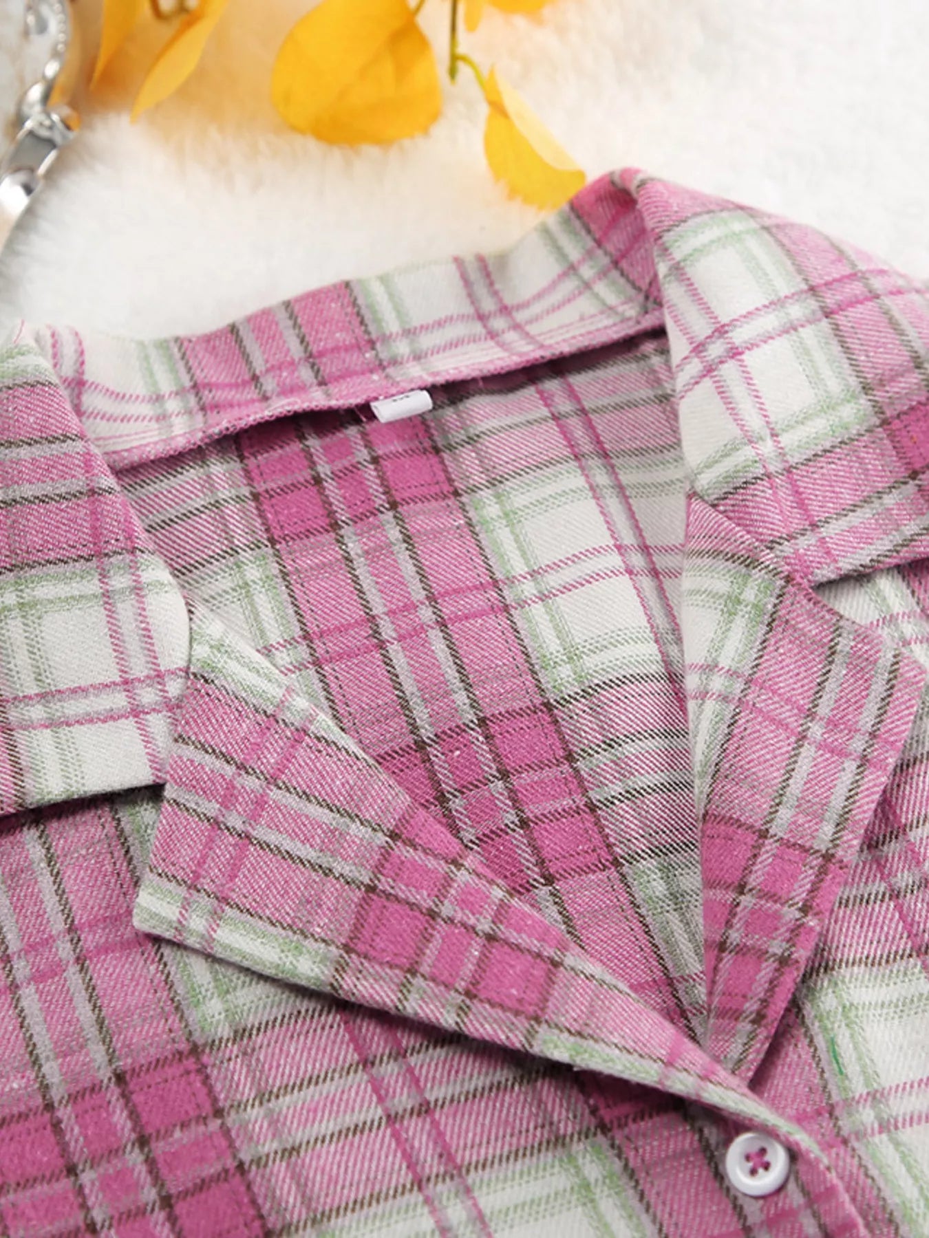 Trendsi Plaid Long Sleeve Shirt and Pants Set -